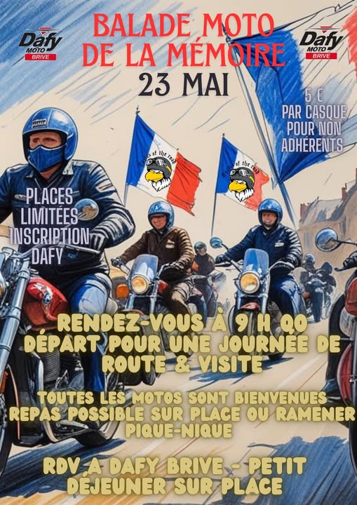 Balade Moto de la Mémoire avec Dafy Moto Brive